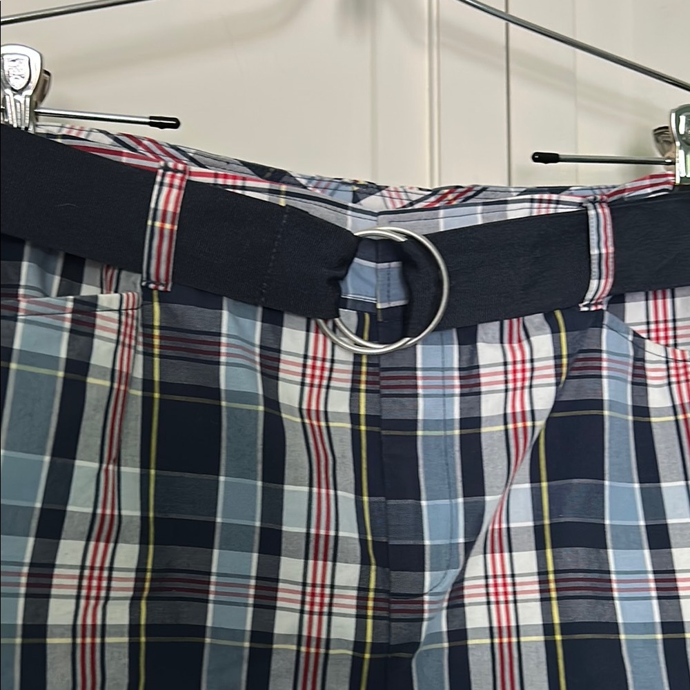 Chaps Size 12 Blue and White Plaid Pencil Skirt with Belt - Picture 6 of 10